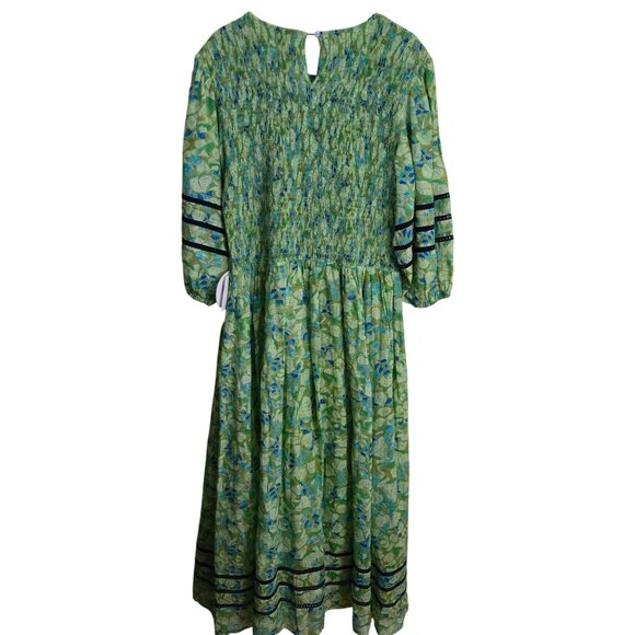 ALESSANDRA NWT Cameo Dress Delilah Meadow Puff 3/4 Sleeve Smocked Pockets Size L - Picture 3 of 13